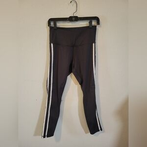 Black and White Athletic Leggings with Stripes